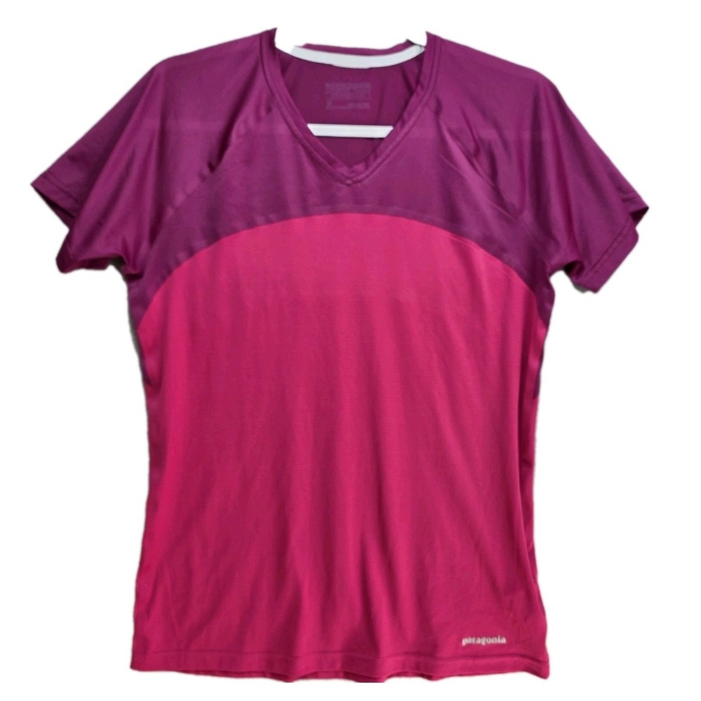 Patagonia Windchaser Performance Shirt Womens M Colorblock Burgundy Purple Run